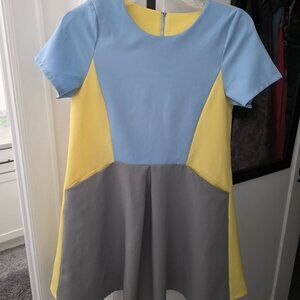 Colorful Color Block Dress w/ Pockets